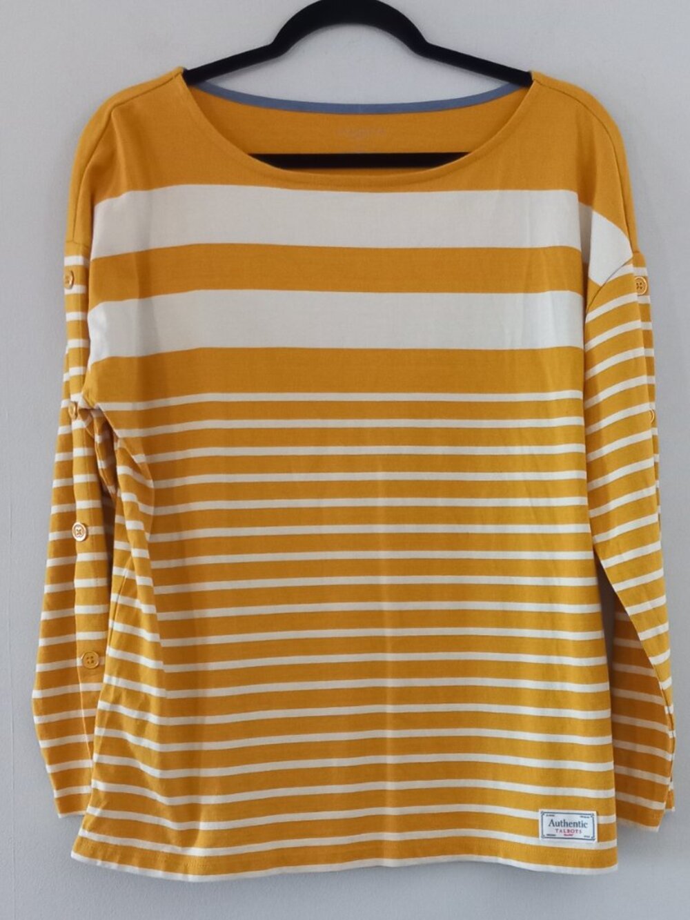 TALBOTS 100% cotton mustard mariniere top